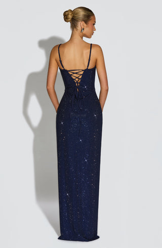 R.F Ashton Maxi Dress Stretch Crepe Navy