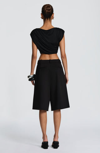 S.M Ausra Bermuda Shorts Non-Stretch Suiting Fabric Black