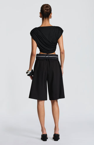 S.M Ausra Bermuda Shorts Non-Stretch Suiting Fabric Black