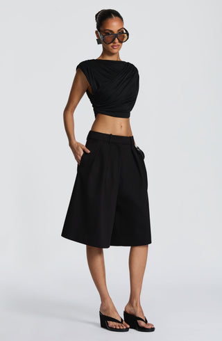 S.M Ausra Bermuda Shorts Non-Stretch Suiting Fabric Black