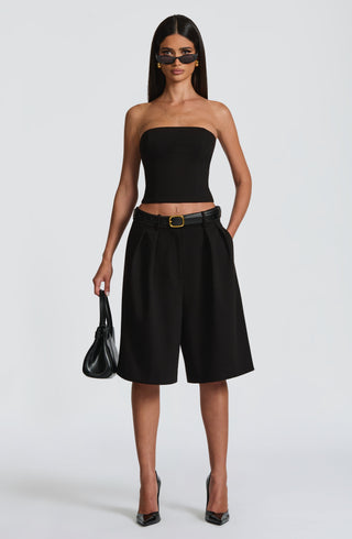 S.M Ausra Bermuda Shorts Non-Stretch Suiting Fabric Black