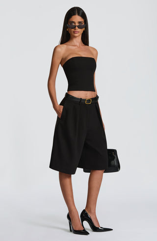 S.M Ausra Bermuda Shorts Non-Stretch Suiting Fabric Black