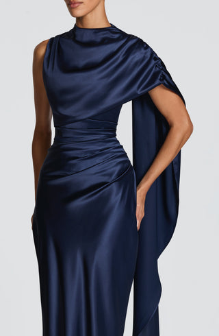 M.T Avendra Maxi Dress Satin Corset Bodice Navy
