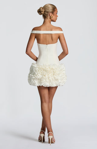 R.F Aveta Mini Dress Crepe & Satin Ivory