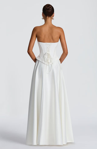 M.T Azolla Corset Strapless Duchess Satin Bridal Ivory