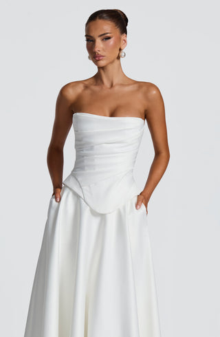 M.T Azolla Corset Strapless Duchess Satin Bridal Ivory