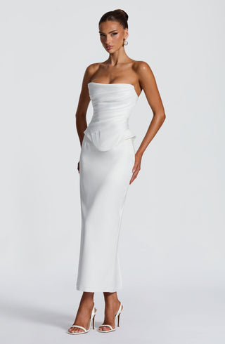 M.T Azolla Corset Strapless Duchess Satin Bridal Ivory