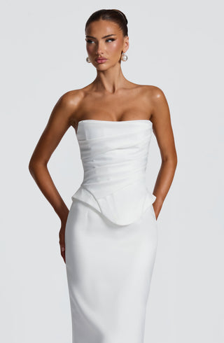 M.T Azolla Corset Strapless Duchess Satin Bridal Ivory
