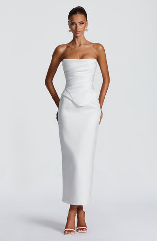 M.T Azolla Corset Strapless Duchess Satin Bridal Ivory