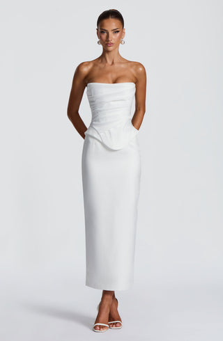 M.T Azolla Corset Strapless Duchess Satin Bridal Ivory