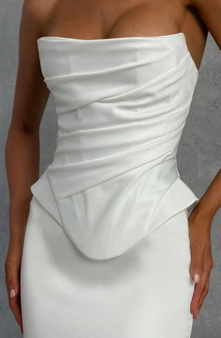 M.T Azolla Corset Strapless Duchess Satin Bridal Ivory