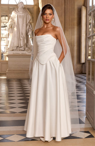 M.T Azolla Corset Strapless Duchess Satin Bridal Ivory