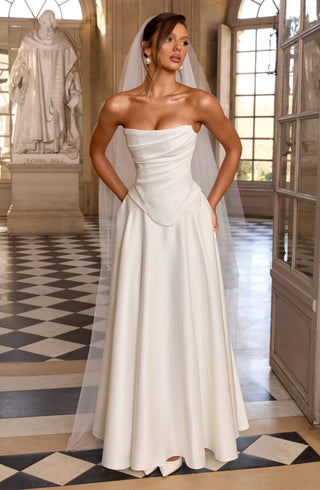 M.T Azolla Corset Strapless Duchess Satin Bridal Ivory