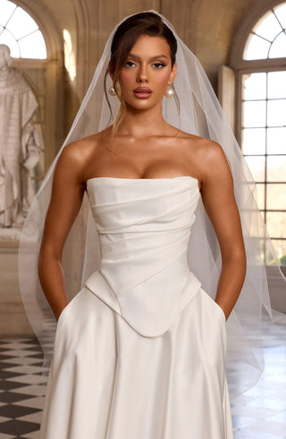 M.T Azolla Corset Strapless Duchess Satin Bridal Ivory