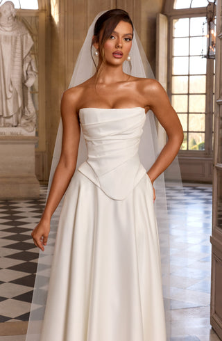 M.T Azolla Corset Strapless Duchess Satin Bridal Ivory