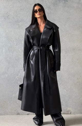 S.M Bridget Trench Coat Faux Leather Full-Length Black