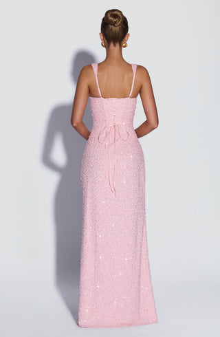 R.F Calanthe Maxi Dress Embellished Chiffon Blush Sparkle