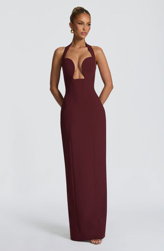 S.M Charlotte Maxi Dress Cherry Lacquer Non-Stretch Crepe