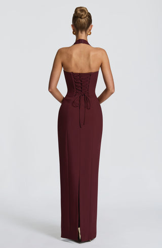 S.M Charlotte Maxi Dress Cherry Lacquer Non-Stretch Crepe