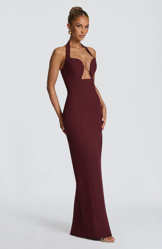 S.M Charlotte Maxi Dress Cherry Lacquer Non-Stretch Crepe