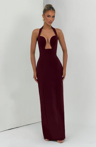 S.M Charlotte Maxi Dress Cherry Lacquer Non-Stretch Crepe