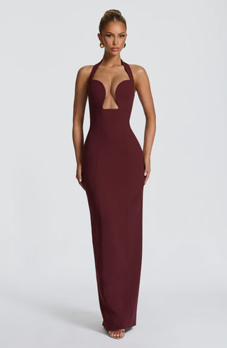 S.M Charlotte Maxi Dress Cherry Lacquer Non-Stretch Crepe