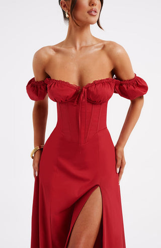 R.F Courtney Midi Dress Cotton Underwired Bust Red