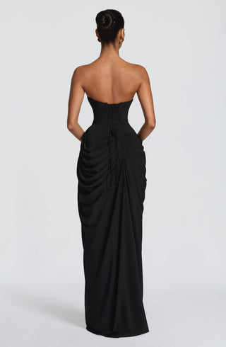 T.X Cyra Maxi Dress Chiffon Corset Strapless Black