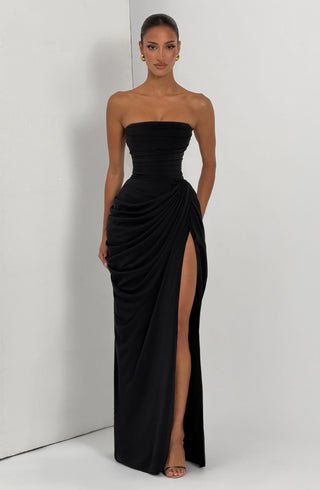 T.X Cyra Maxi Dress Chiffon Corset Strapless Black