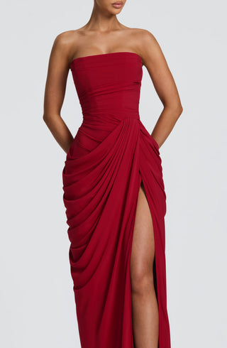 T.X Cyra Maxi Dress Chiffon Corset Deep Red
