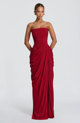 T.X Cyra Maxi Dress Chiffon Corset Deep Red