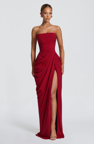 T.X Cyra Maxi Dress Chiffon Corset Deep Red