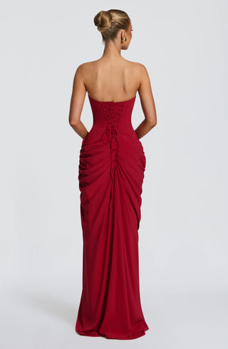 T.X Cyra Maxi Dress Chiffon Corset Deep Red