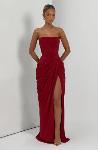 T.X Cyra Maxi Dress Chiffon Corset Deep Red