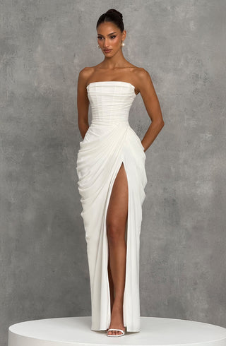 T.X Cyra Maxi Dress Chiffon Strapless Internal Corset Ivory