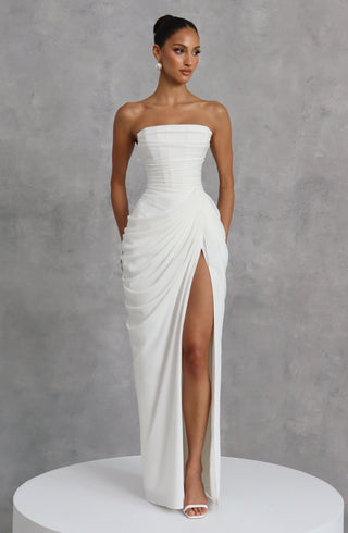 T.X Cyra Maxi Dress Chiffon Strapless Internal Corset Ivory