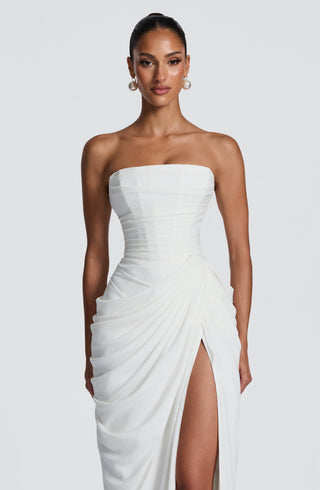T.X Cyra Maxi Dress Chiffon Strapless Internal Corset Ivory