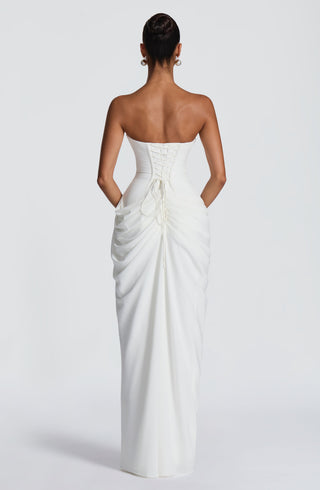 T.X Cyra Maxi Dress Chiffon Strapless Internal Corset Ivory