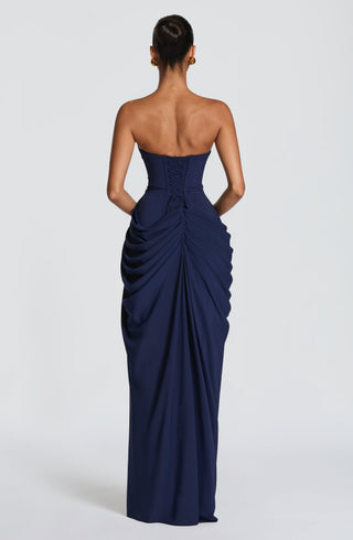 T.X Cyra Maxi Dress Strapless Chiffon Navy