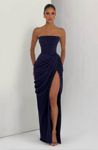 T.X Cyra Maxi Dress Strapless Chiffon Navy