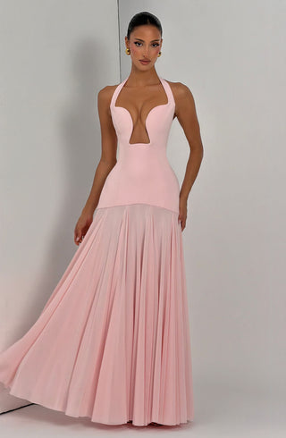 S.M Cyrene Maxi Dress Non-Stretch Crepe Bodice Blush