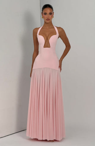 S.M Cyrene Maxi Dress Non-Stretch Crepe Bodice Blush