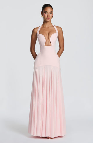 S.M Cyrene Maxi Dress Non-Stretch Crepe Bodice Blush