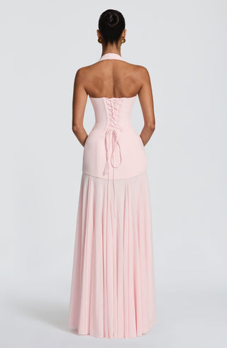S.M Cyrene Maxi Dress Non-Stretch Crepe Bodice Blush