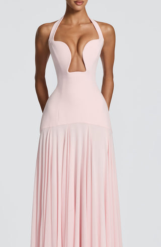 S.M Cyrene Maxi Dress Non-Stretch Crepe Bodice Blush