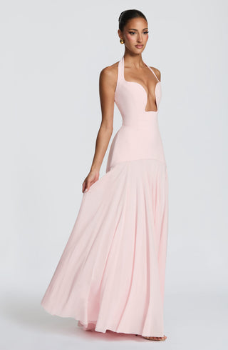 S.M Cyrene Maxi Dress Non-Stretch Crepe Bodice Blush