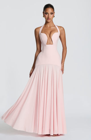 S.M Cyrene Maxi Dress Non-Stretch Crepe Bodice Blush