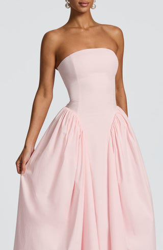S.M Darla Midi Dress Strapless Cotton Poplin Blush