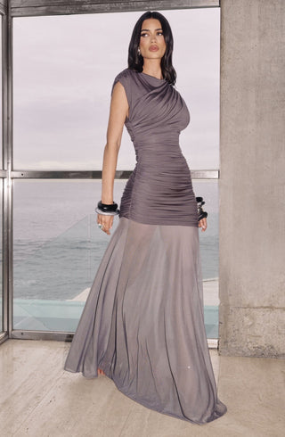 L.F Demelza Maxi Dress Modal Jersey Bodice Charcoal