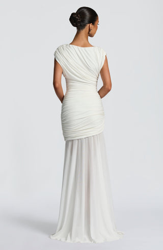 L.F Demelza Maxi Dress Modal Jersey Mesh, Ivory
